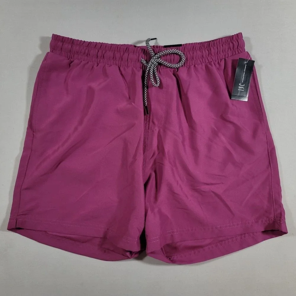 Inc Swim Trunks‎ Mens 2XL Dahlia Mauve Regular-Fit Quick-Dry Solid 5